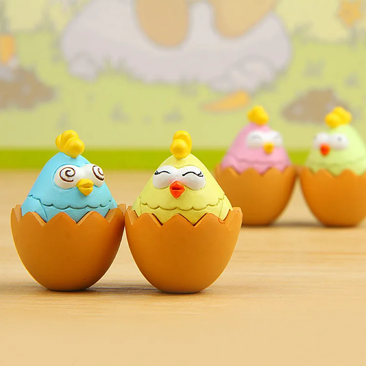 New Creative Colorful Eggshell Chick Toy Molds Cartoon Cute DIY Micro Landscape Desktop Decoration Doll Small Ornaments