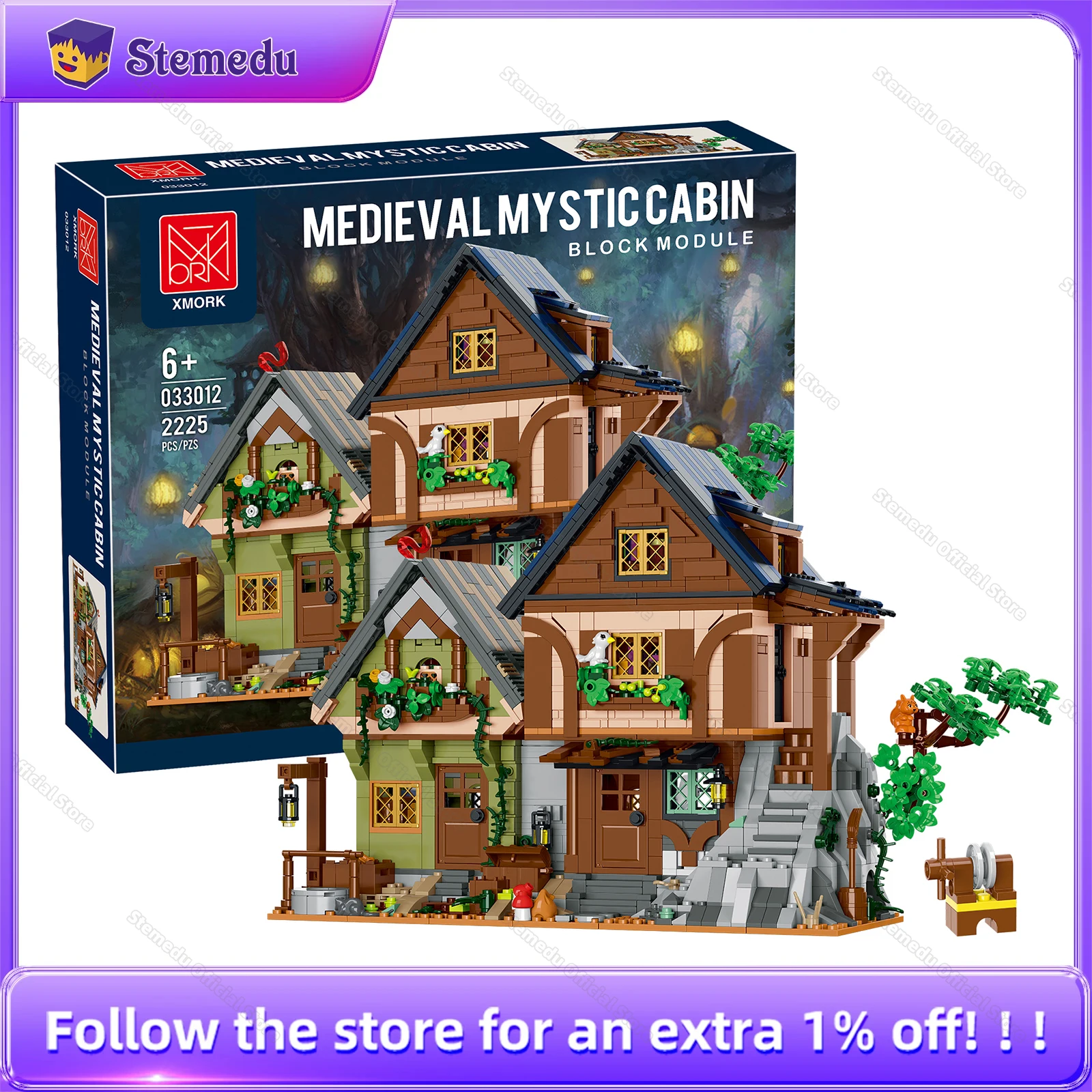 2225Pcs Creative Medieval Secret Hut Building Blocks Set Modular Cottage Architecture Model Bricks Kit With LED Light Kids Gift