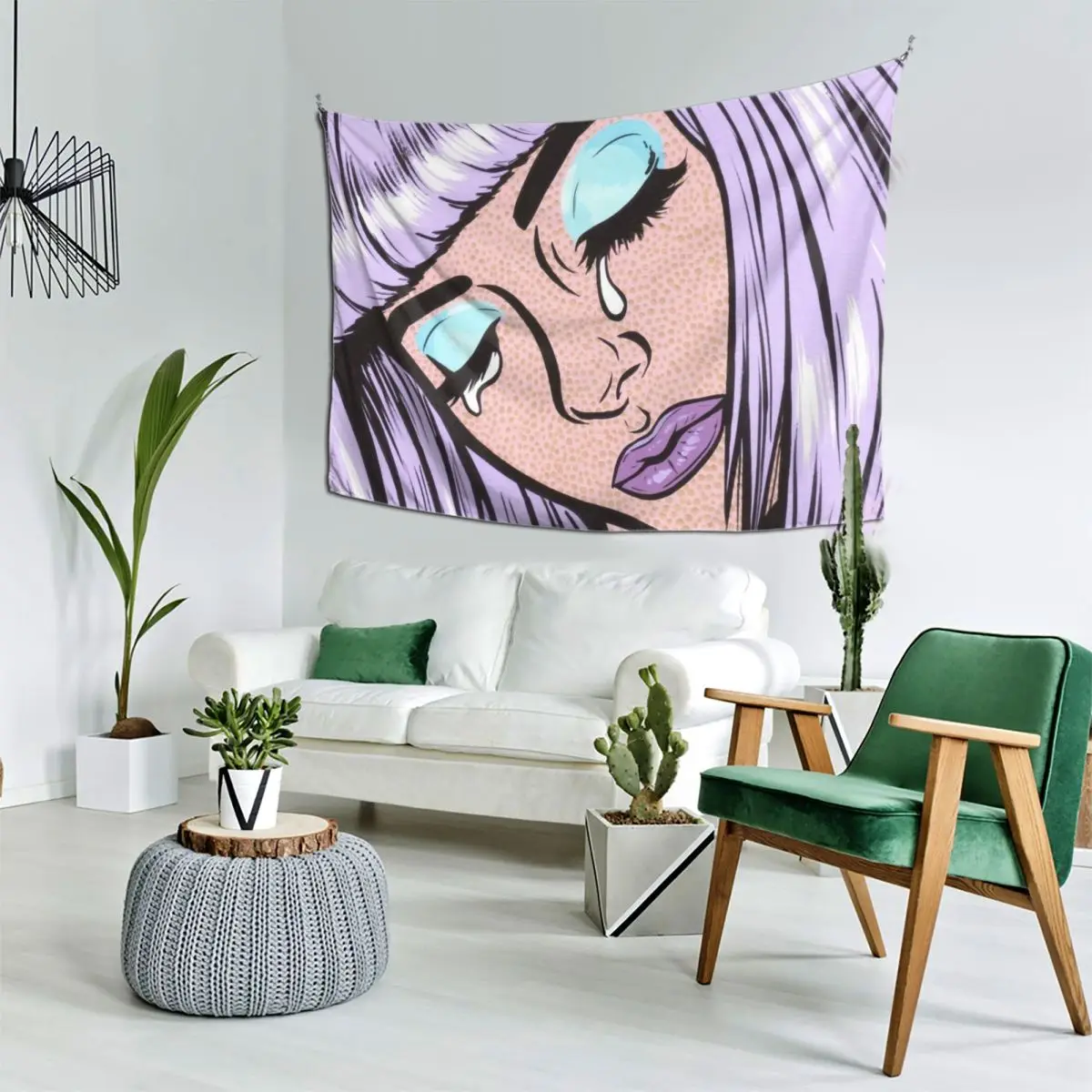 

Lilac Bangs Crying Comic Girl Tapestry Room Decor Aesthetic Living Room Decoration Room Ornaments Tapestry
