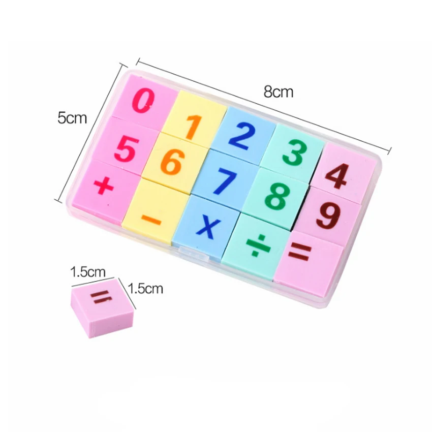 15pcs/pack Delight Digital Addition And Subtraction Boxed Eraser Clean School Student Kids Like Gift