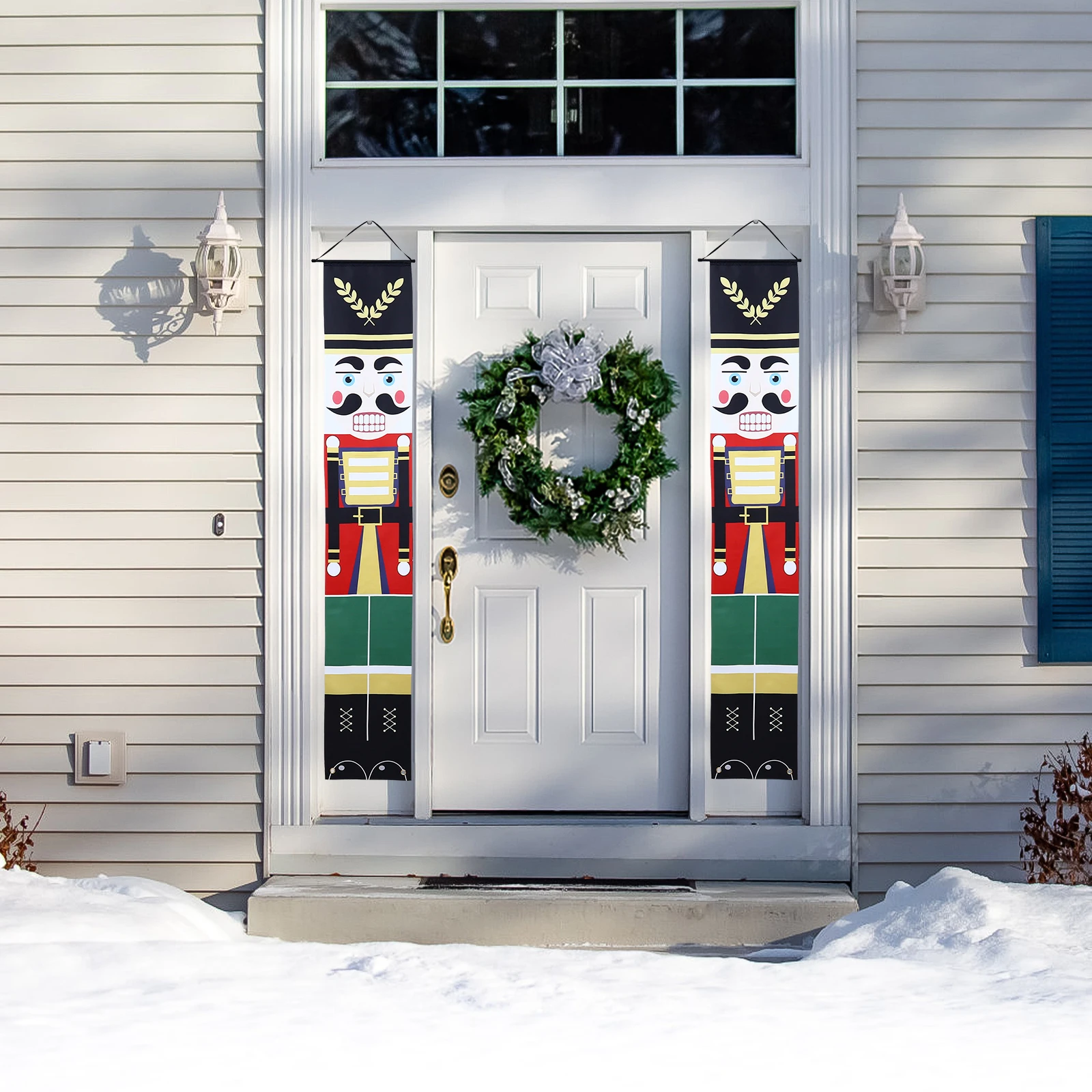 

1Pair Christmas Printed Couplets Walnut Soldier Door Hanging Decoration for Wall Porch Pendant Home Party Xmas Decor Banner