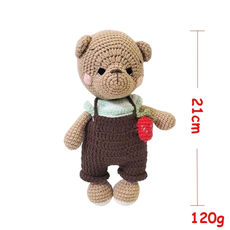 ตุ๊กตาหมีโครเชต์ถักนิตติ้ง ของเล่นตุ๊กตาสัตว์นิตติ้งขนาดเล็ก ของเล่นตุ๊กตาผ้าพลัฌ ของตกแต่งห้องเด็กอ่อน ของขวัญวันเกิด