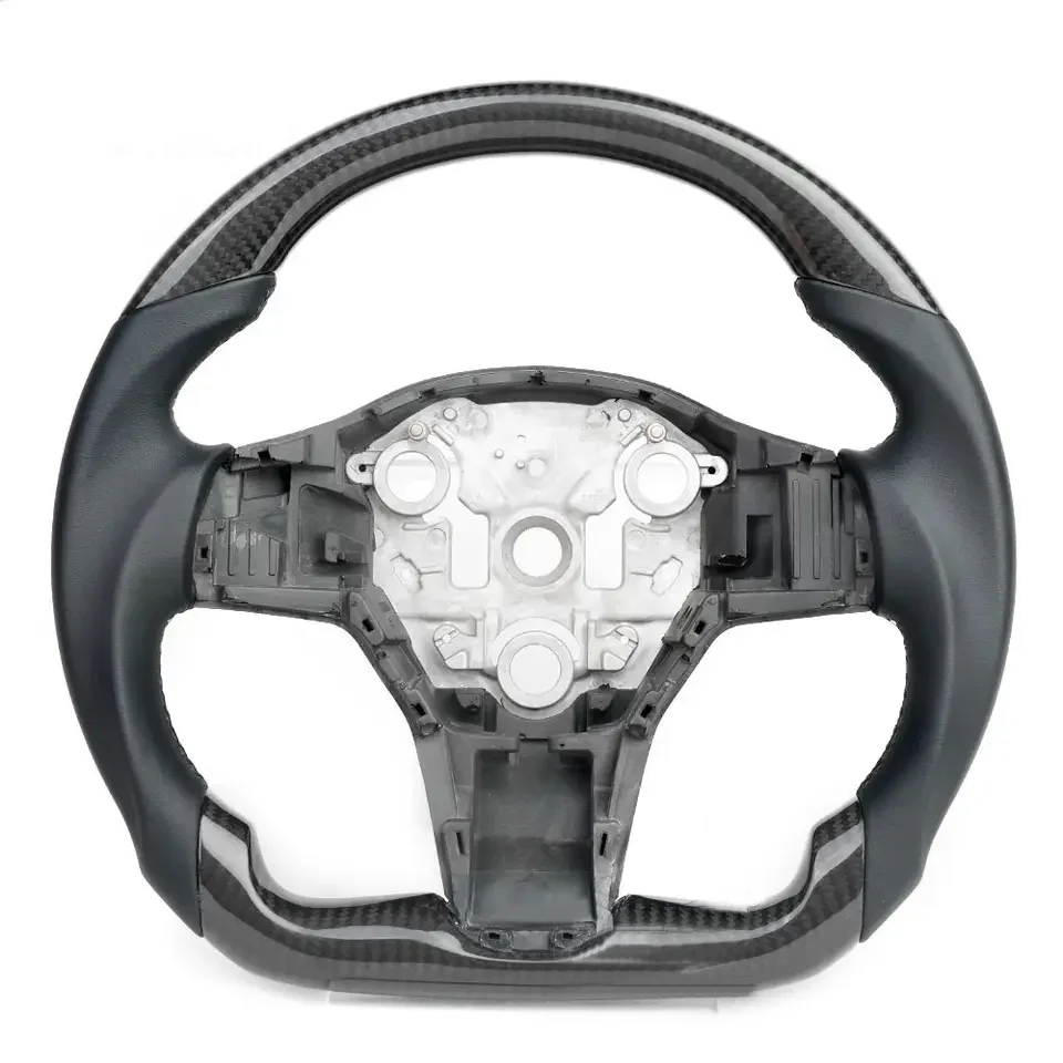 Wholesale In Stock Carbon Fiber Steering Wheel Compatible With Tesla Model 3 Tesla Model Y Custom Car Steering Wheel