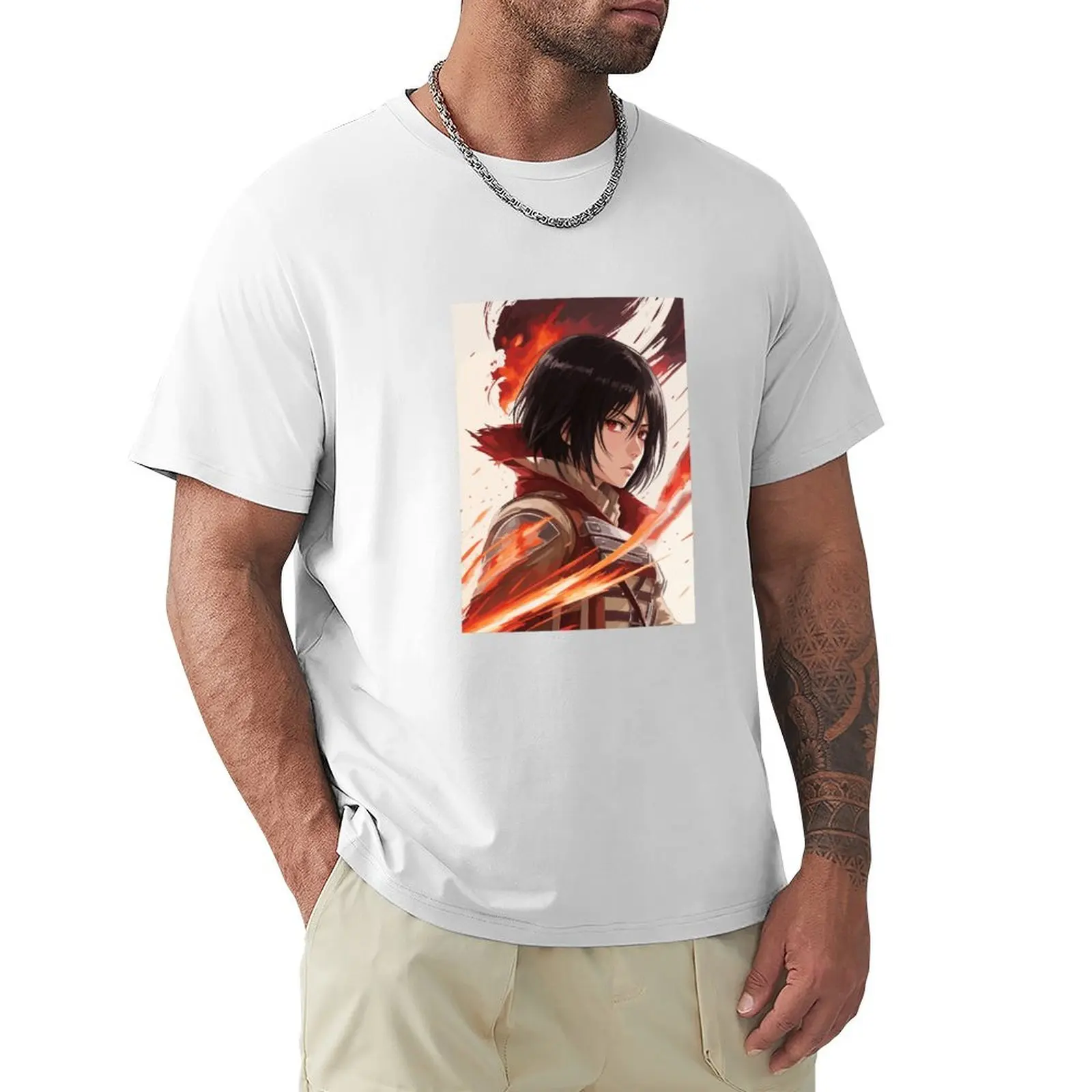 

Fight in flames Mikasa T-Shirt shirts graphic tees summer top Men's t-shirts