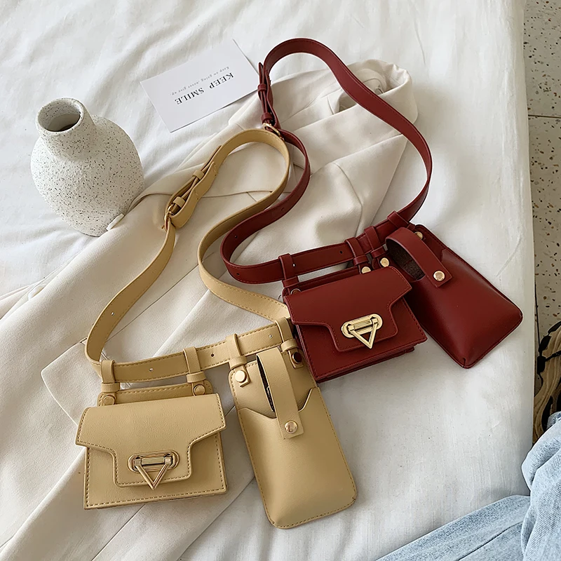 2023 neue 2Pcs Taille Taschen für Frauen Hohe Qualität PU Brust Tasche Designer Bodypack Nette Taille Pack Luxus Geldbörse umhängetasche – Detail 20