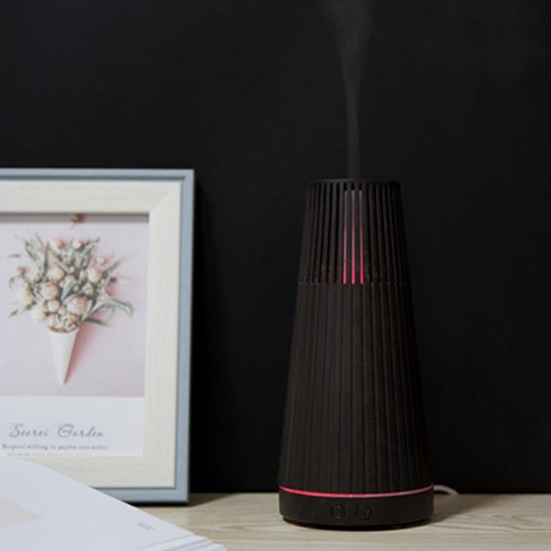 Electric Air Humidifier Essential Aroma Oil Diffuser With Remote Control Wood Grain Mini Mist Maker And LED Light