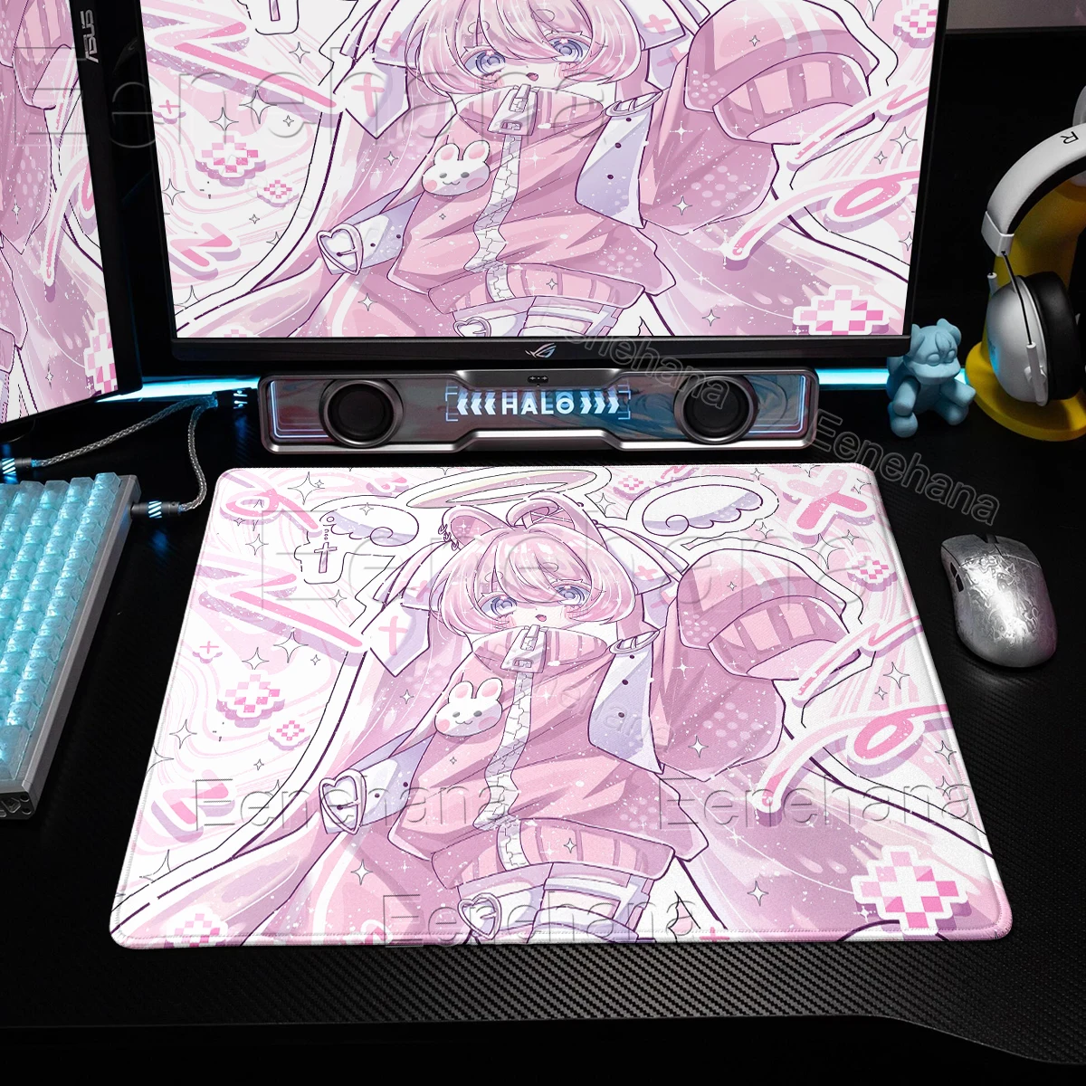 かわいいピンク色のアニメ少女漫画天使少女デスクマット-pc-アクセサリーオフィス拡張パッド-400-×-450-防水マウスパッドコントロールマット