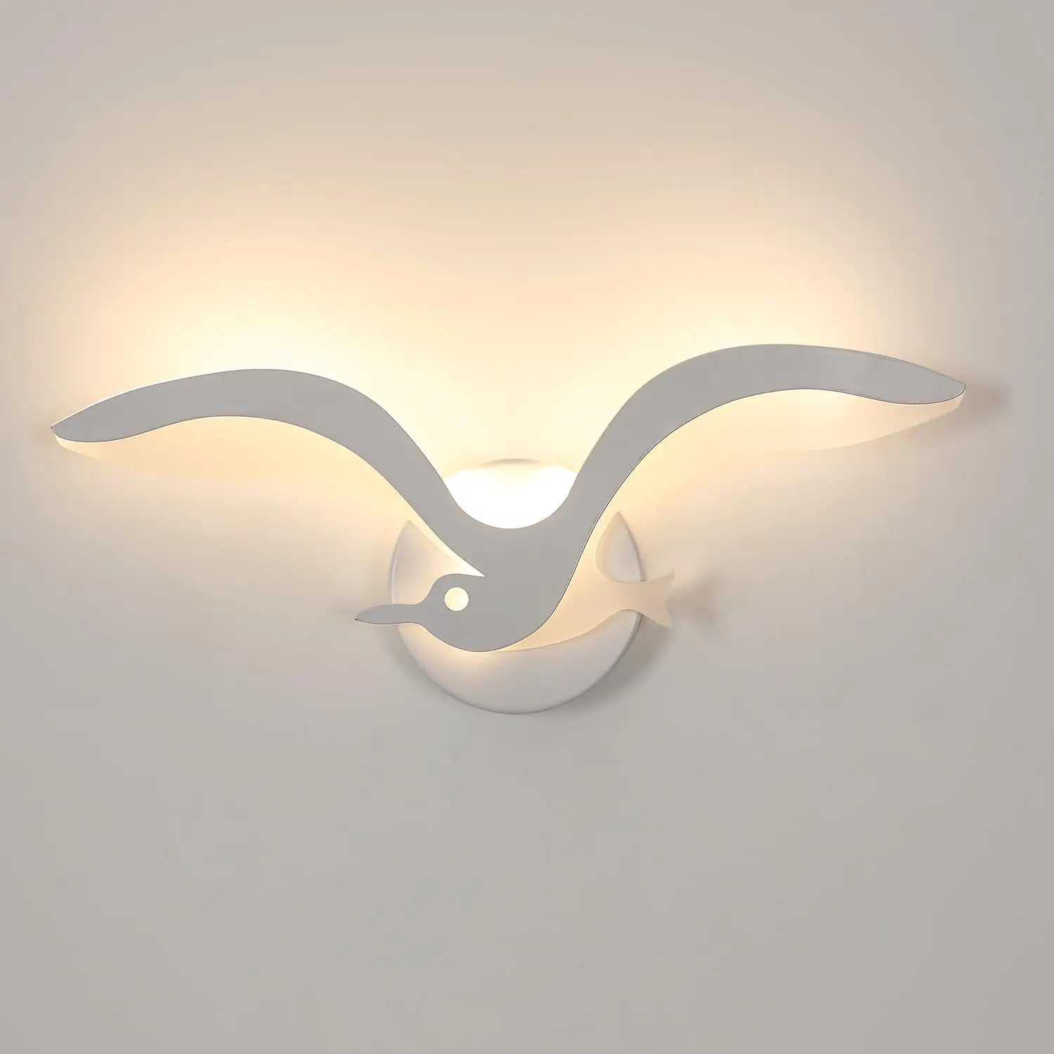 Indoor Wall Lamp,9W LED Seagull Wall Lamp, White Wall Lamps,3000K Warm White Light Indoor Wall Lamp,Wall Lamp for Living Room