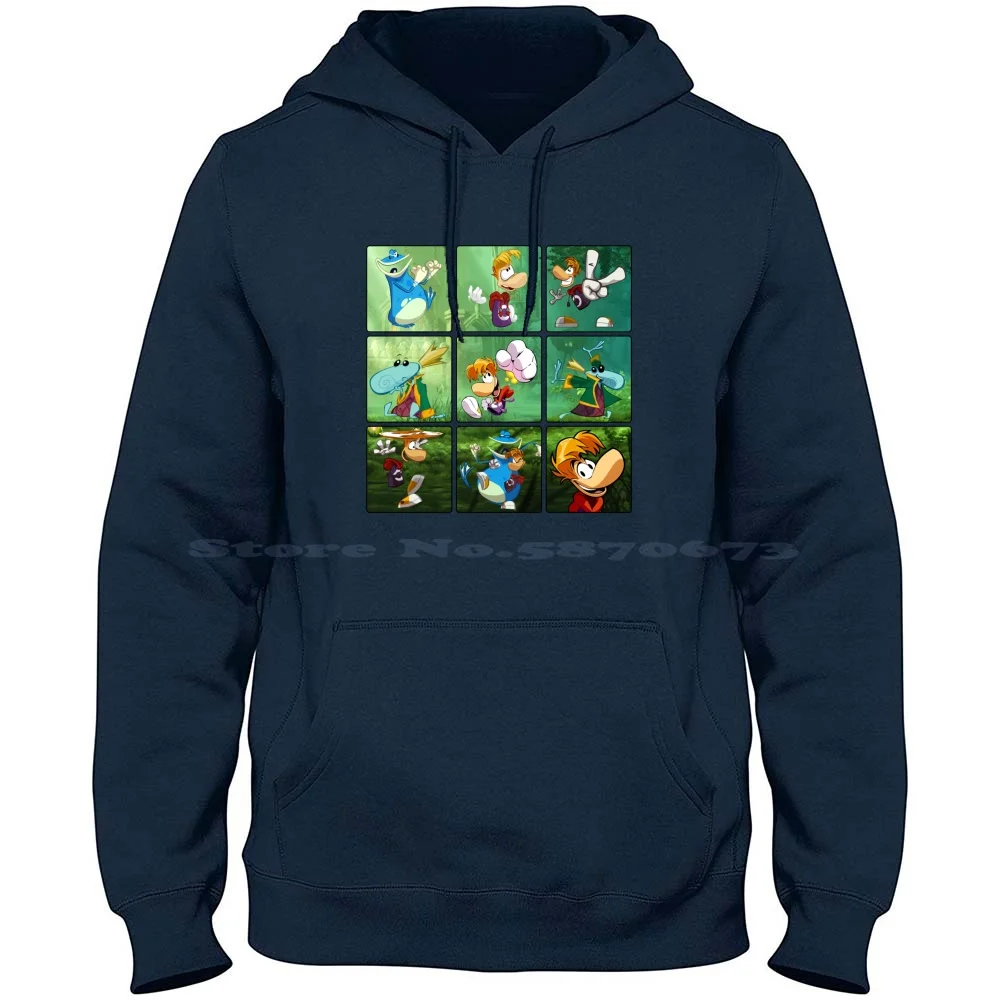 Retro Rayman Characters Squares 100% Cotton Hoodie Retro Rayman Characters Squares Gaming Video Game Gamer Rayman Legends