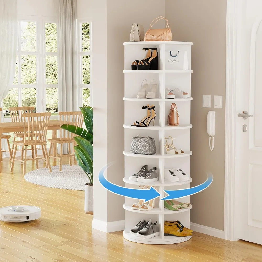 

Вращающаяся полка для обуви, 360° ° Вращающаяся башня для обуви для прихожей, гостиной, прихожей, 7-ярусная вращающаяся отдельно стоящая башня для хранения обуви