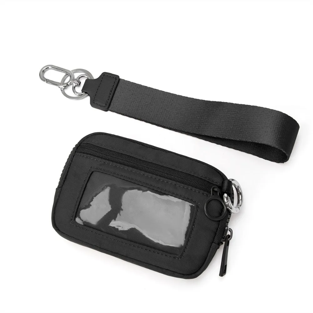 Porta carte da appendere in nylon alla moda Mini portafoglio portatile multi-carta Portamonete multifunzione impermeabile con cordino unisex