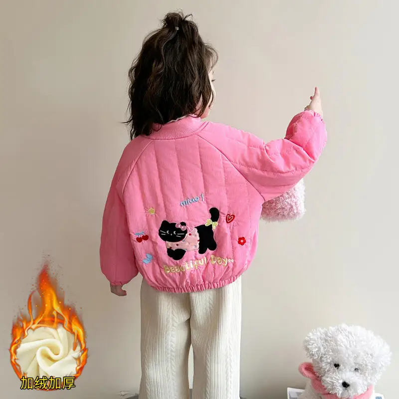 لطيف هريرة الأطفال معطف دافئ سميك خريف شتاء 2025 جديد الكرتون أنيمي معطف الموضة النسخة الكورية ملابس الفتيات الناعمة #1