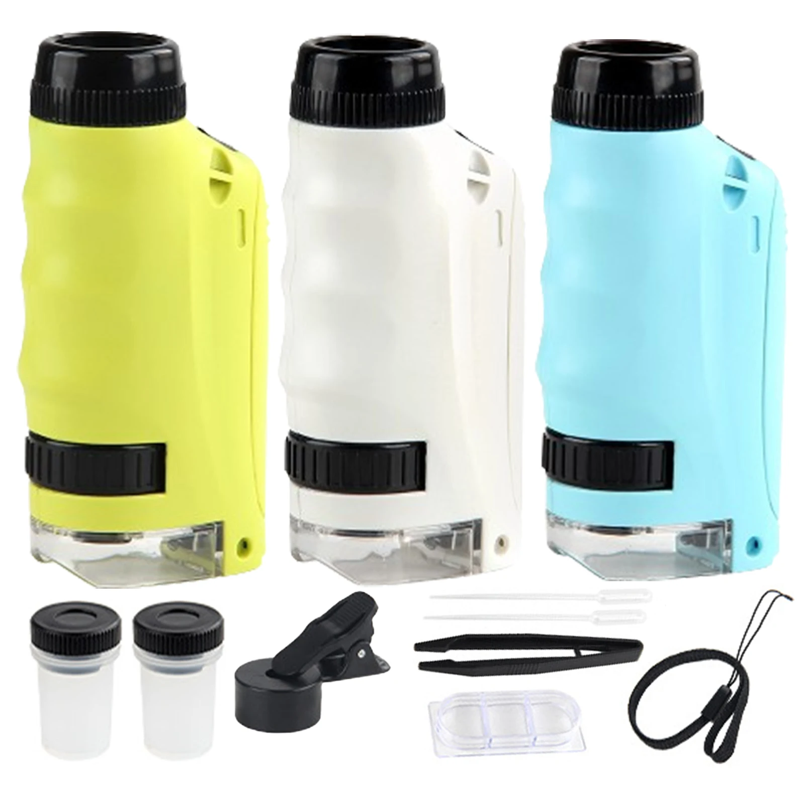 Small Microscope For Kids 250X Magnification Portable Outdoor Microscope LED Lighting Small Handheld Observation Toys