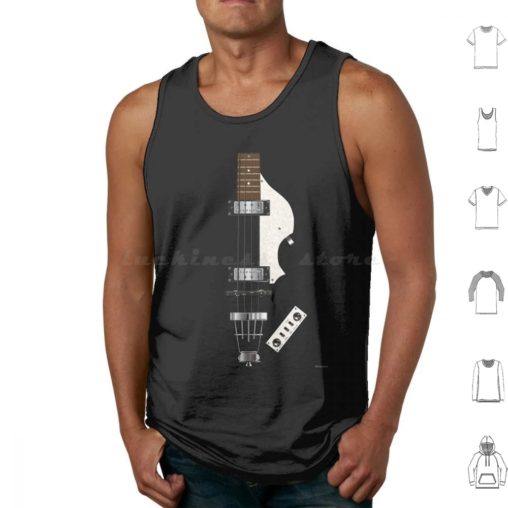 Camisetas sin mangas de algodón con estampado de ilustración digital de bajo eléctrico estilo Hofner 500/1, Hofner Viola B, Bajo, Violín, Jazz P Bass, Squire