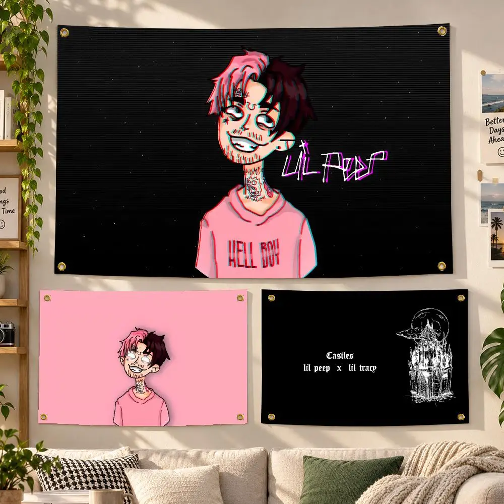 Rapper Lil Peep Emo Rap Flags Personalized Banner Flag Room Dorm Camping Picnic Garage Bar Outdoor Wall Decor