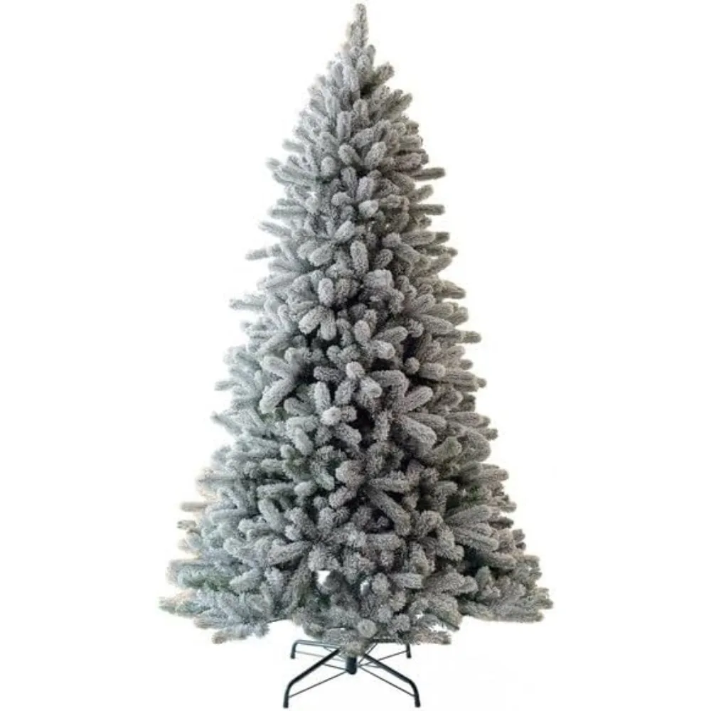 

6.5ft Snow Flocked Artificial Christmas Tree, Hinged Xmas Tree for Holiday Home Office Indoor & Outdoor Christmas Decor