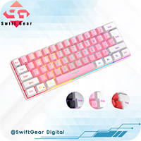 HXSJ V700 Double Color  Wired Gaming Film Keyboard RGB Lighting 61 Key Portable Keyboard with Multiple Shortcut Key Combinations