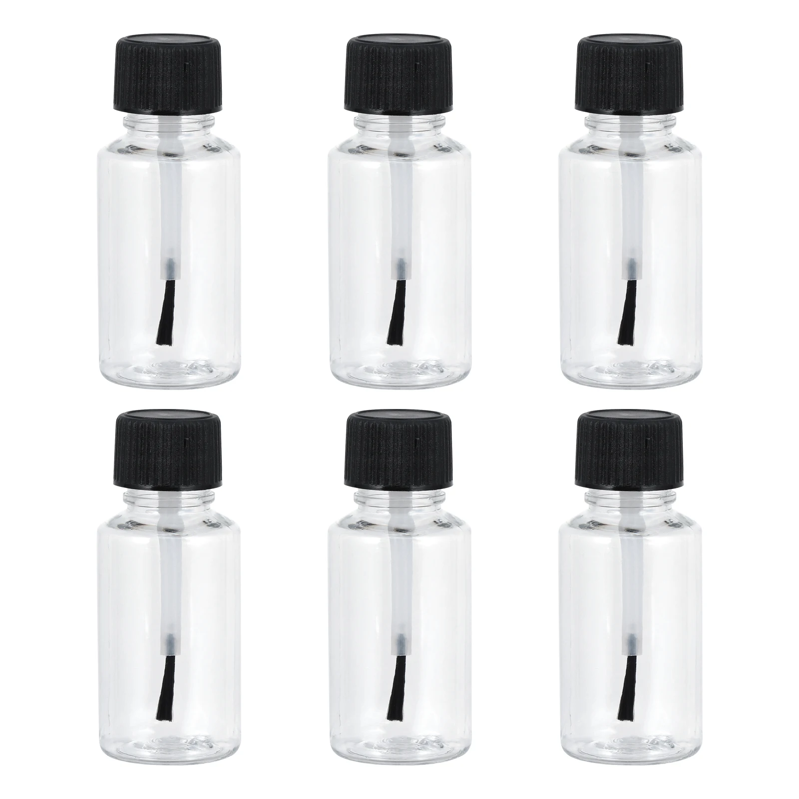 6 contenitori per smalto ricaricabili da 20 ml, bottiglie vuote trasparenti con pennello per design a pompa di stoccaggio di liquidi fai da te per nail art