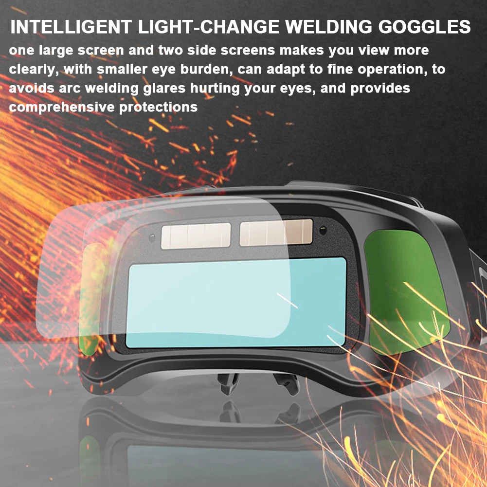 Automatic Dimming Welding Goggles Large View True Color Auto Darkening Protective Glasses for Arc Welding Grinding Cutting