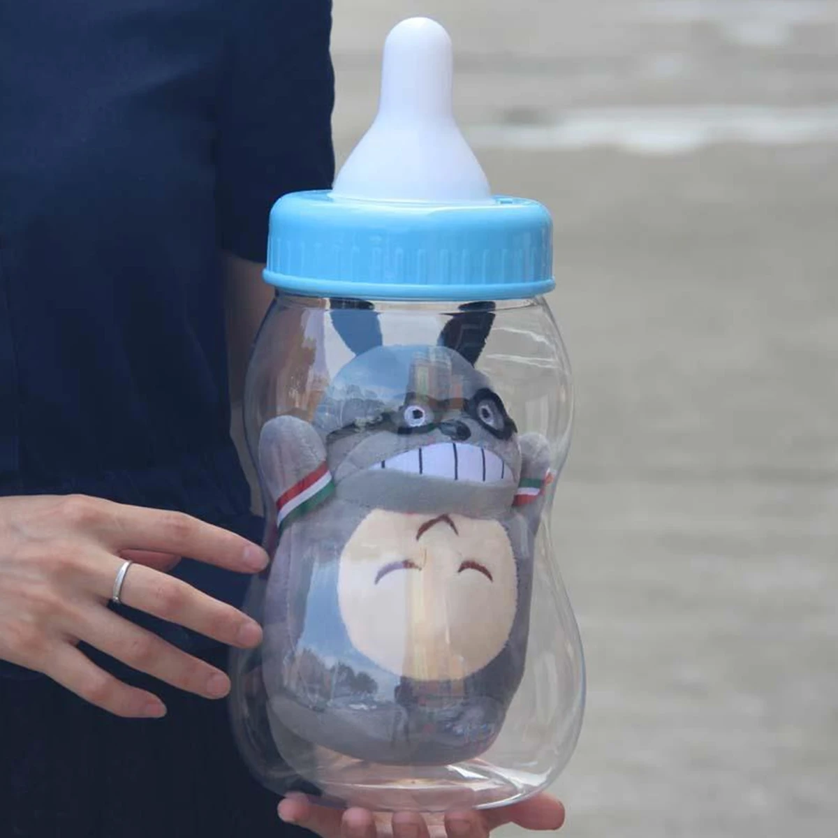 

Baby Bottle Shaped Piggy Bank Blue Money Box for Kids Room Decor Savings Encouragement Birthday Present Multifunctional