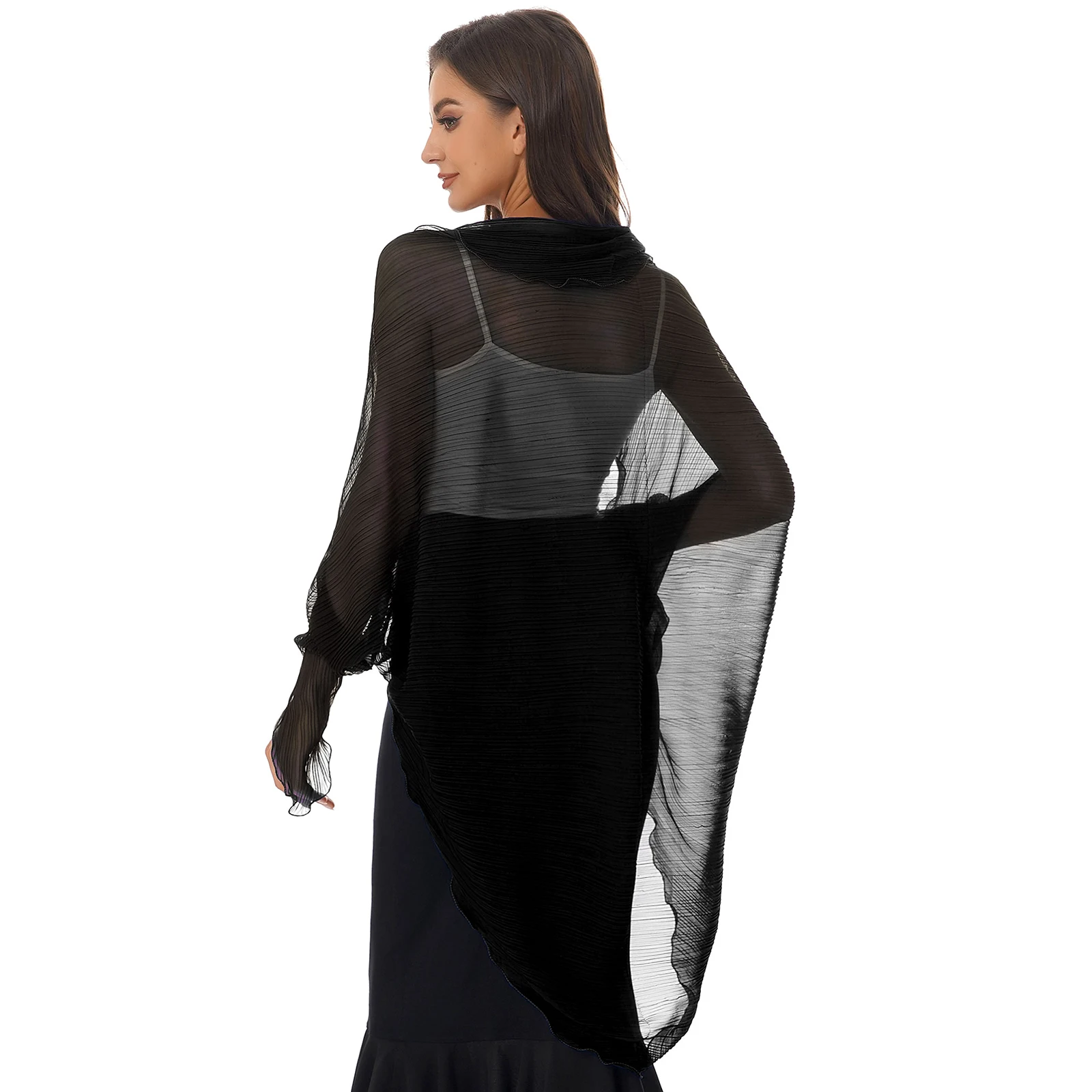 Womens Summer Chiffon Shawl Casual Long Sleeve Sun Protection Tops Open Front Shawl Wraps Scarf Driving Cover Ups Beachwear New