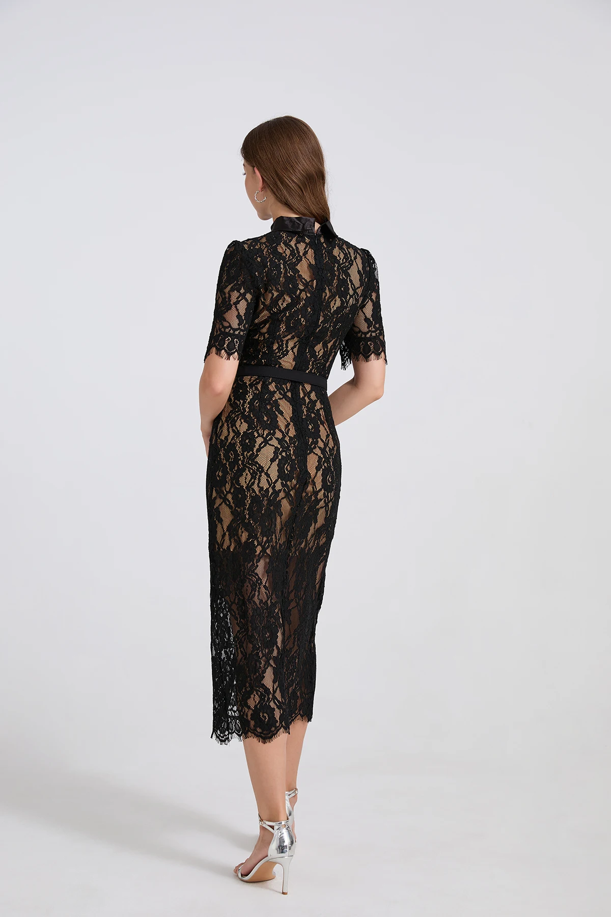 Wein 레이디 여성 드레스 하이 엔드 탄성 레이스 기질 패치 워크 짧은 소매 드레스와 높은 허리와 엉덩이 포옹 스커트