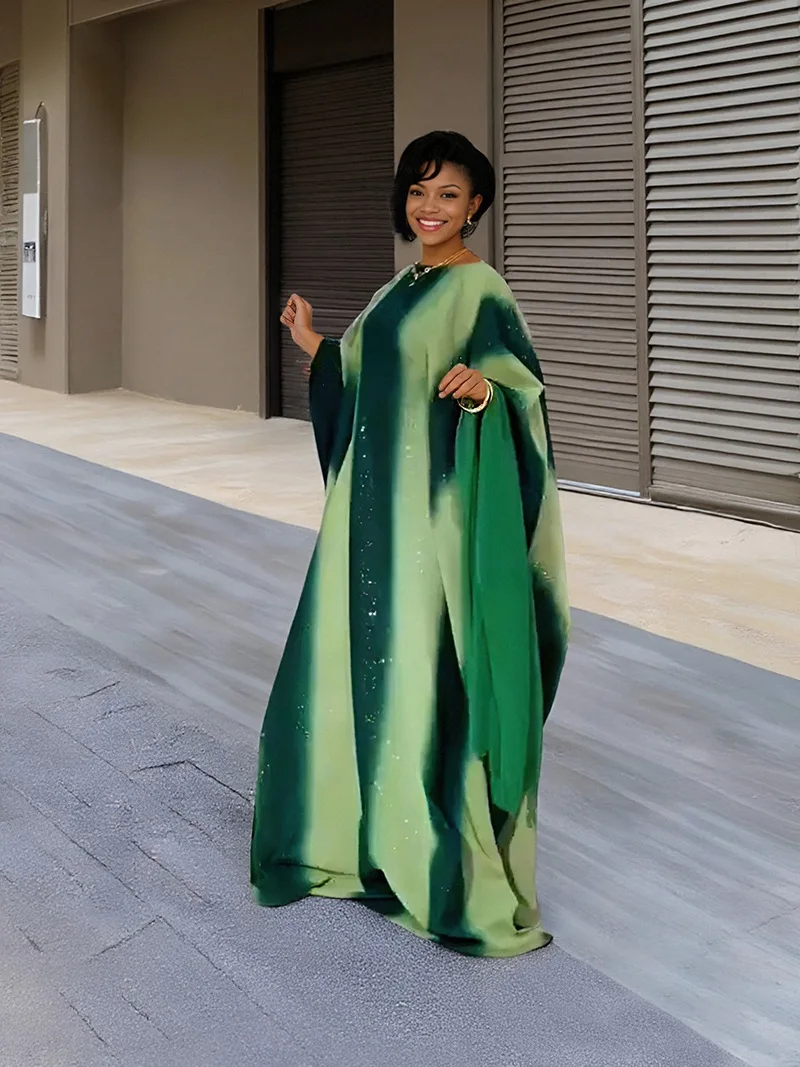 

African Evening Dresses for Women Satin Hijab Robe Africa Clothing Dashiki Ankara Boubou Robe Kaftan Dubai Abaya Muslim Dress