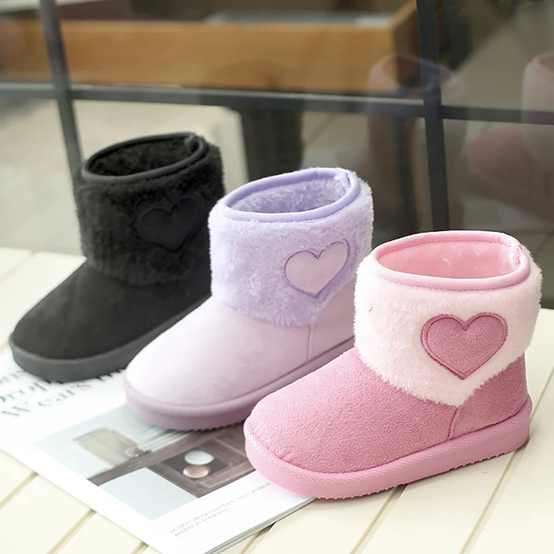 

Зимние плюшевые сапоги для детей в корейском стиле, толстые теплые зимние сапоги для девочек, толстая теплая хлопковая обувь из искусственного меха для детей, зимние сапоги