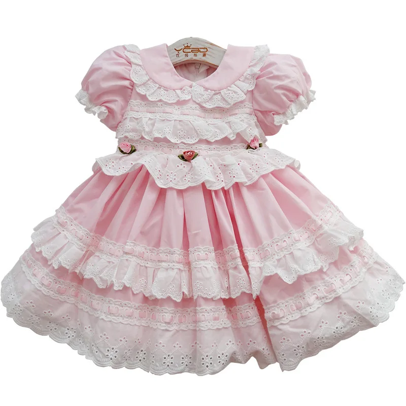 Children Girls Spanish Dress Girl Short Sleeve Dresses 1-6 Years