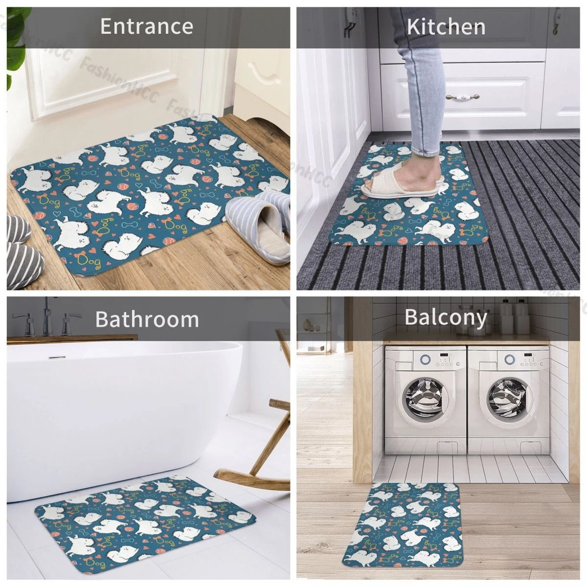 Non-slip Doormat Love Samoyed Dog Bath Bedroom Mat Prayer Carpet Indoor Modern Decor