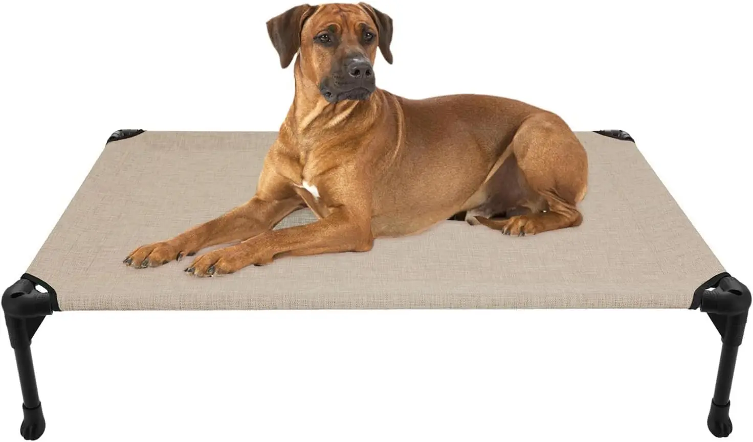 

Outdoor Elevated Dog Cot Bed, Cooling Raised Pet Bed For Large Dogs, Washable Breathable Mesh Hammo Bed With No-Slip Feet,