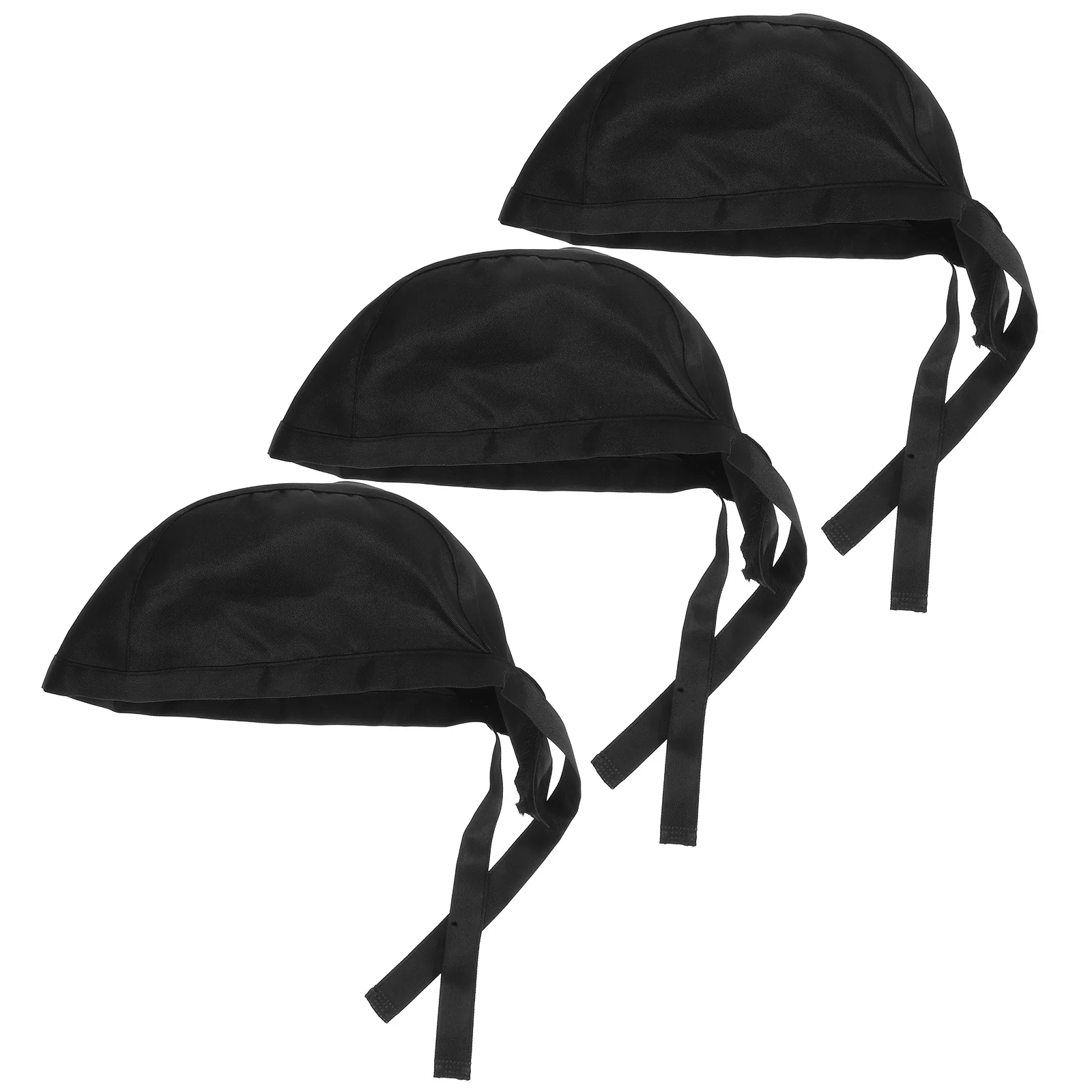 3 個のシェフハット ケータリング スカルキャップ リボンスタイル 調節可能 ソフトキャンバス 男性 女性 BBQ レストランでの使用に適しています