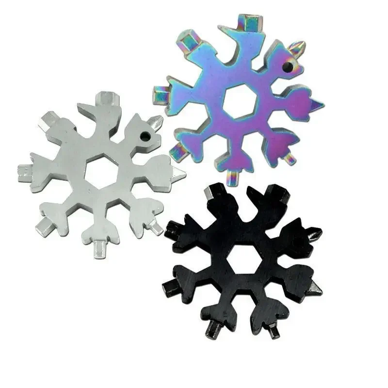 

18-in-1 Stainless Steel Snowflakes Multi-tool Herramienta 18 En 1 Multifunctional Tool Copo De Nieve Llave Multiusos