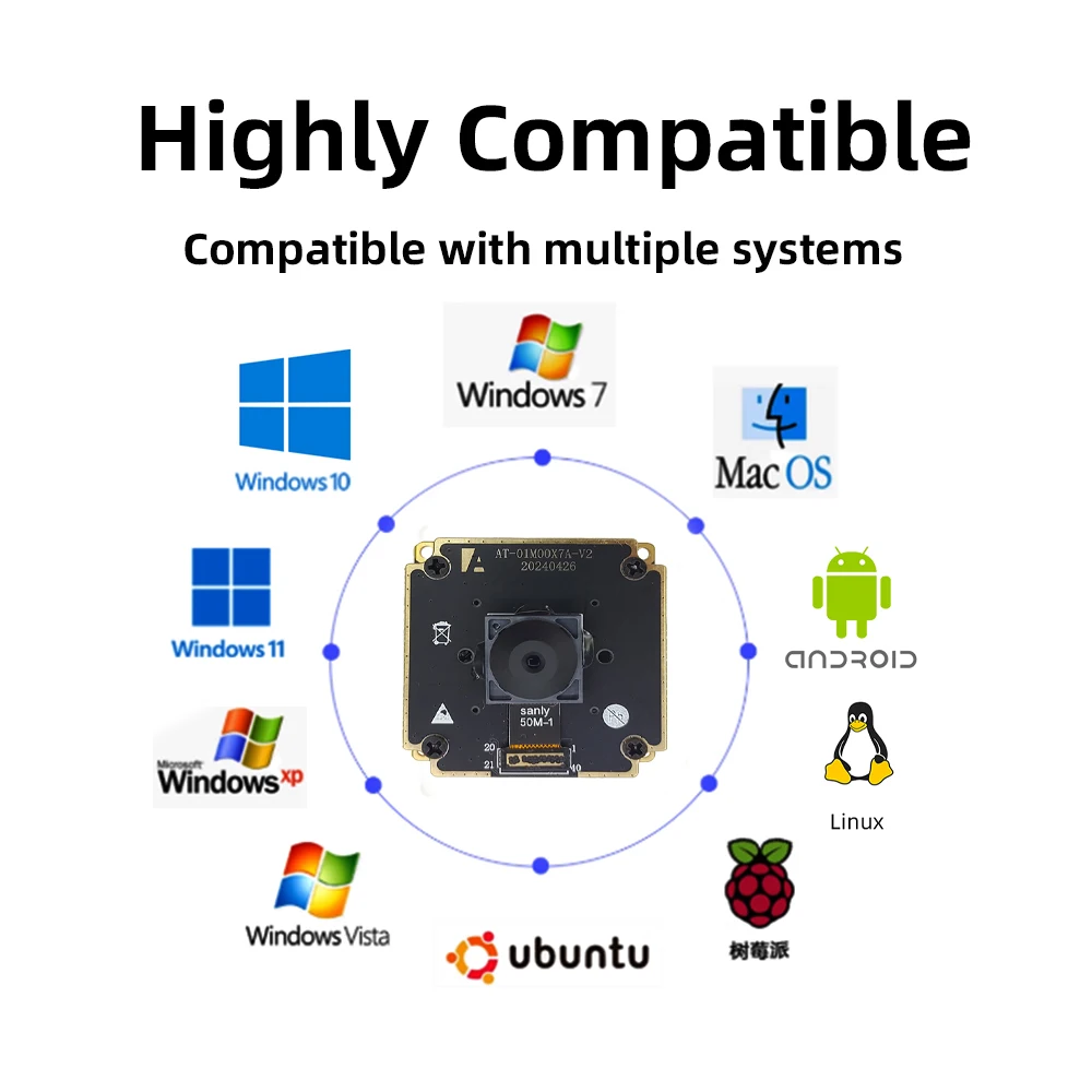 50MP IMX766 cmos USB Module de caméra 82 degrés PDAF Autofocus AF/FF 8160x6120 sans distorsion UVC Webcam 30fps OTG Lightburn caméra