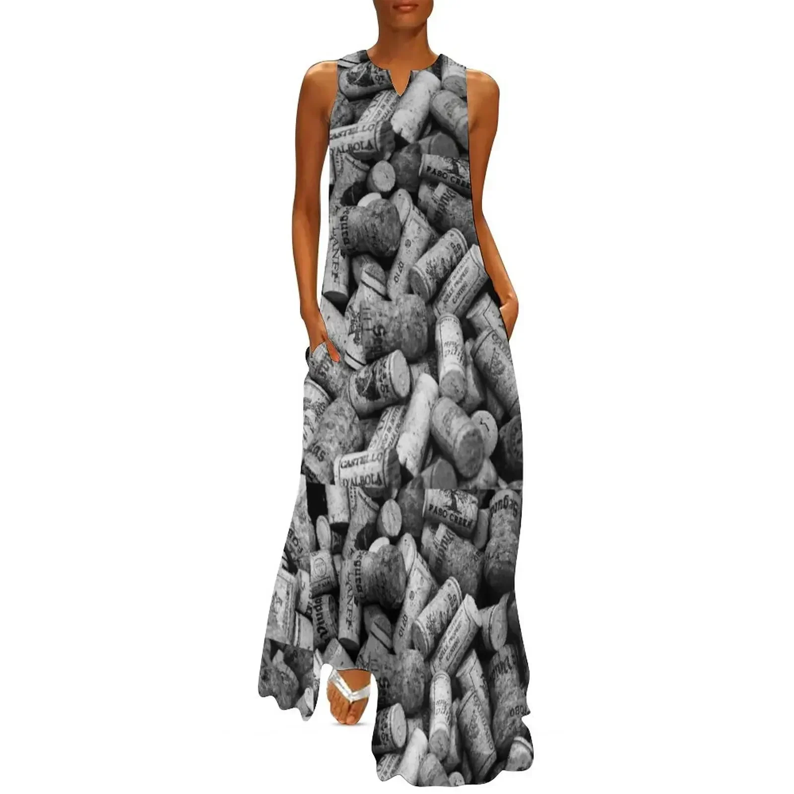 

Wine Lovers Black & White Long Dress summer dress woman 2025 Party dresses women's dresses luxury Female dress