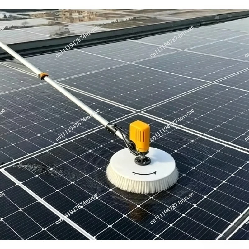 Solar Panel Cleaning Brush - Rotating Window Washing Tool for Photovoltaic Systems, Electric Powered Glass Cleaner Machine