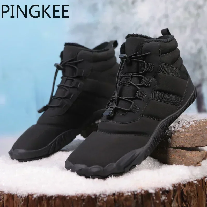 PINGKEE VENOCON Barefoot Wide ToeBox Shoes Men Women Leather Winter Athletic Minimalist Sneakers Snow Boots Wide Feet Footwear