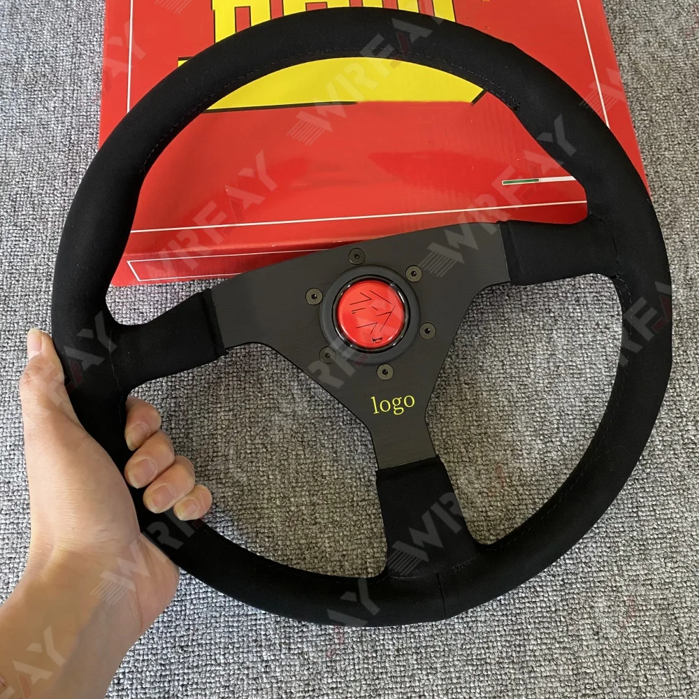 

Car 14inch Steering Wheel Suede Leather JDM /345mm Sports Flat bracket Steering Wheel for Universal