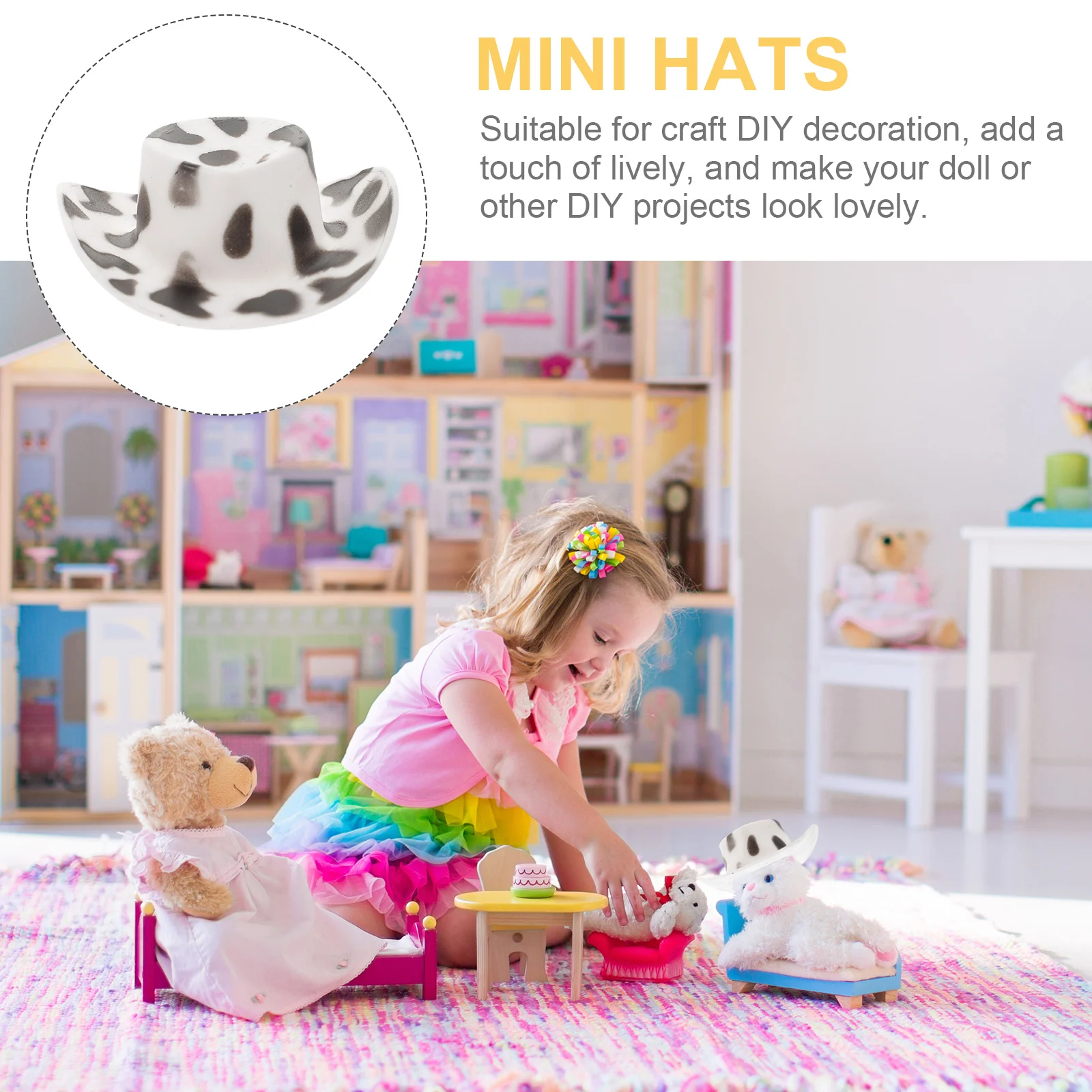 10 Uds Mini sombrero pequeños accesorios de plástico ligero fuerte suministros decorativos para manualidades accesorios de fotografía para muñecas