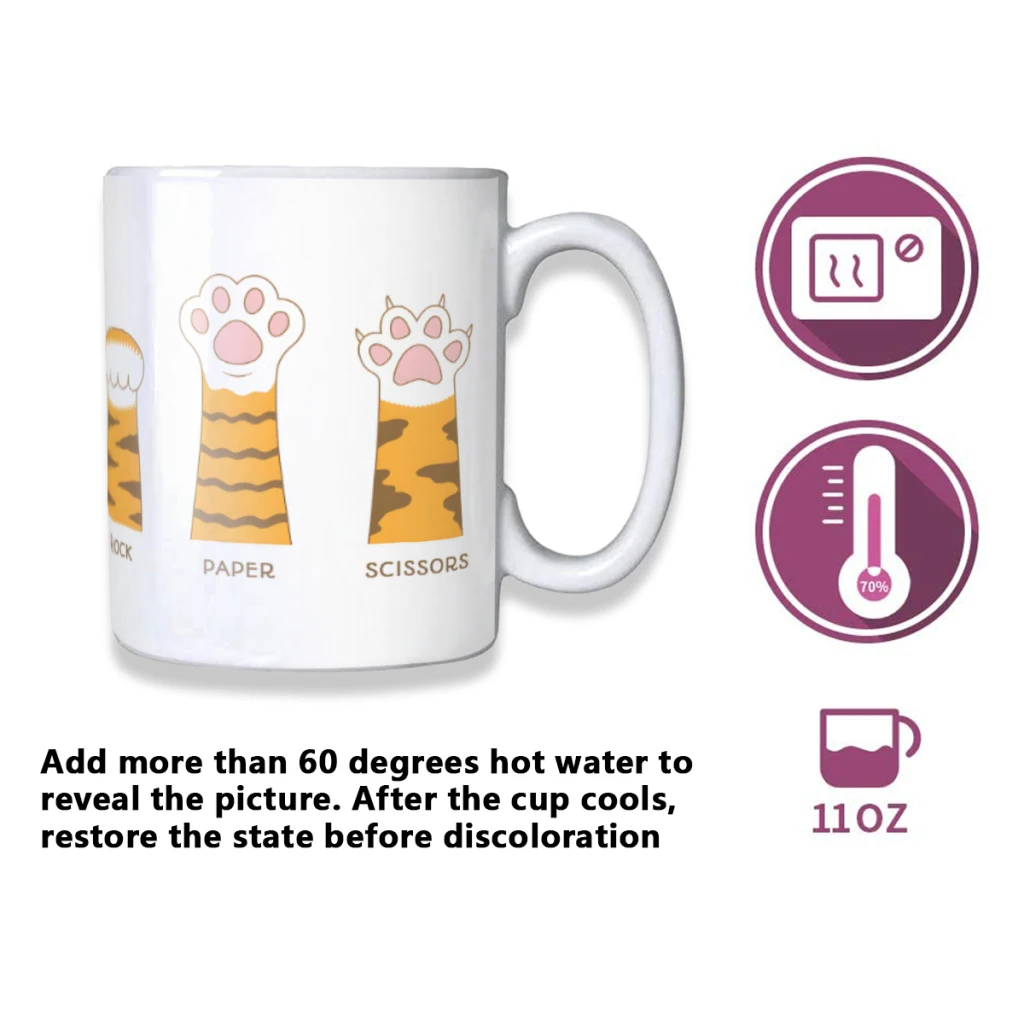 Rock Paper Scissors Purrfect Edition Creativity Change Color Chang mug Ceramic mug Hot Coffee Cup Breakfast Cup Mug Friend Gift