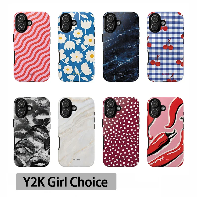 Luxury Y2K Checkered Cherry Phone Case for Samsung Galaxy S20 S23 S24 S25 S26 FE Plus Ultra Edge 4G 5G Luxury Double-layer