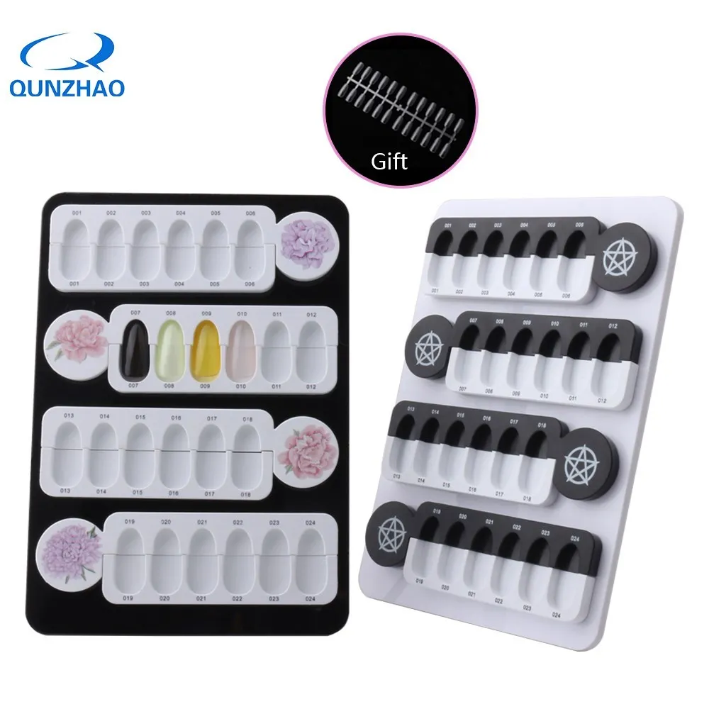 

24 Colors Nails Tips False Nail Tips Display Stand Organizer Acrylic Display Case for Nail Salon Nail Art Storage Box