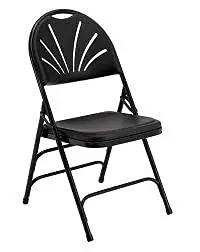 Polyfold Fan Back Folding Chair with Triple Brace & Double Hinge, Black Metal Frame, Set of 4, Customized