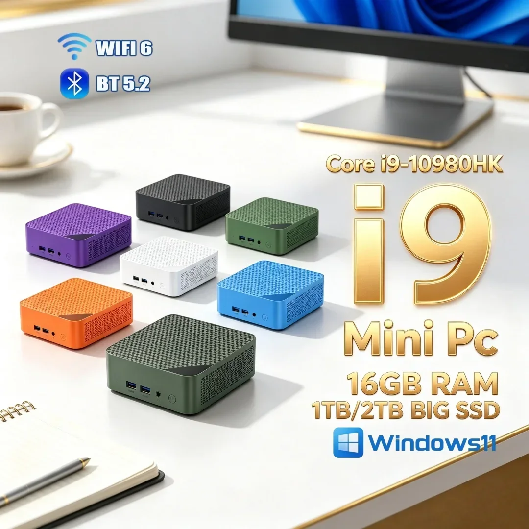 Ultra Lightweight Core I9-10980HK Mini PC 16GB RAM 1TB 2TB SSD Portable WiFi6 Windows 11 Nice for Office Desktop Gaming