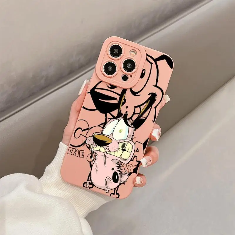 Courage The Cowardly-Dog Icon Phone Case For iPhone 15 14 11 Pro Max 13 12 Mini XR X SE 7 8 6 6S Plus Phone Cover Frame Funda