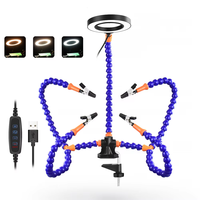 NEWACALOX Table Clamp Soldering Helping Hands Third Hand Tool Soldering Station USB 3X Illuminated Magnifier Welding Repair Tool