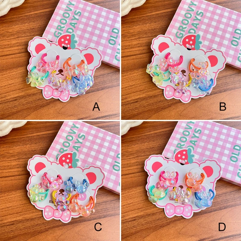 5 Pairs Cute Bow Cartoon Princess Headwear Kids Elastic Hair Bands Baby Headdress Children Ropes Girls Accessories