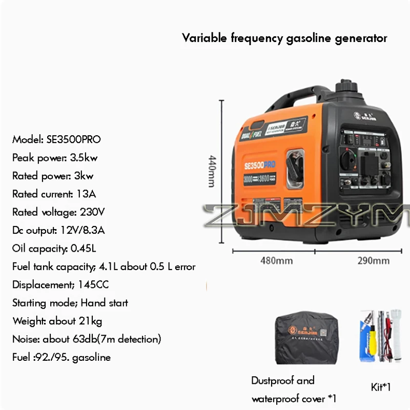 SE3500PRO Silent Variable Frequency Generator 3500W 220V Household Small Generator For Home Outdoor Stall Charging