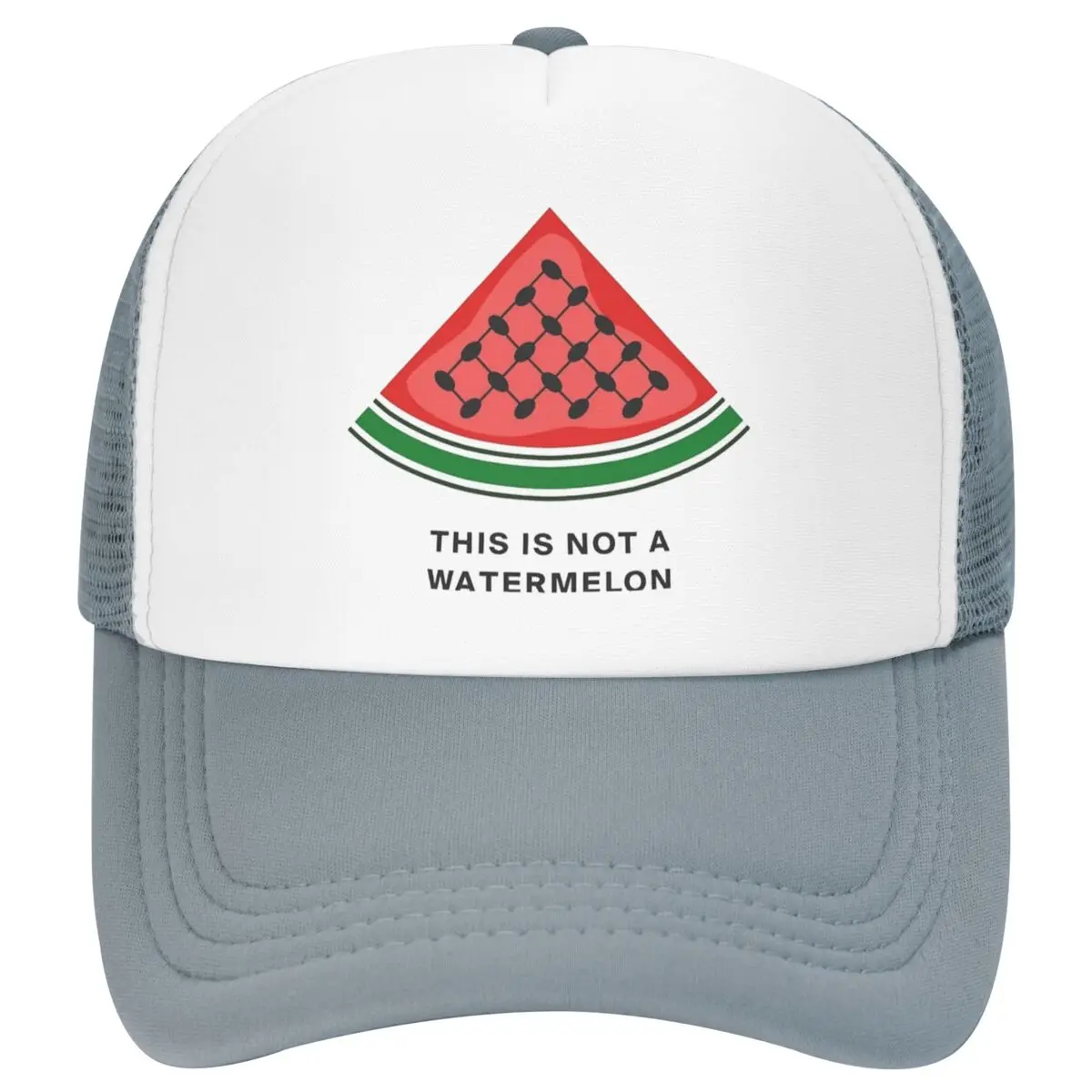 

Summer This Is Not Watermelon Mesh Baseball Caps Men Women Keffiyeh Magritte Parody Watermelon Adjustable Foam Trucker Hat