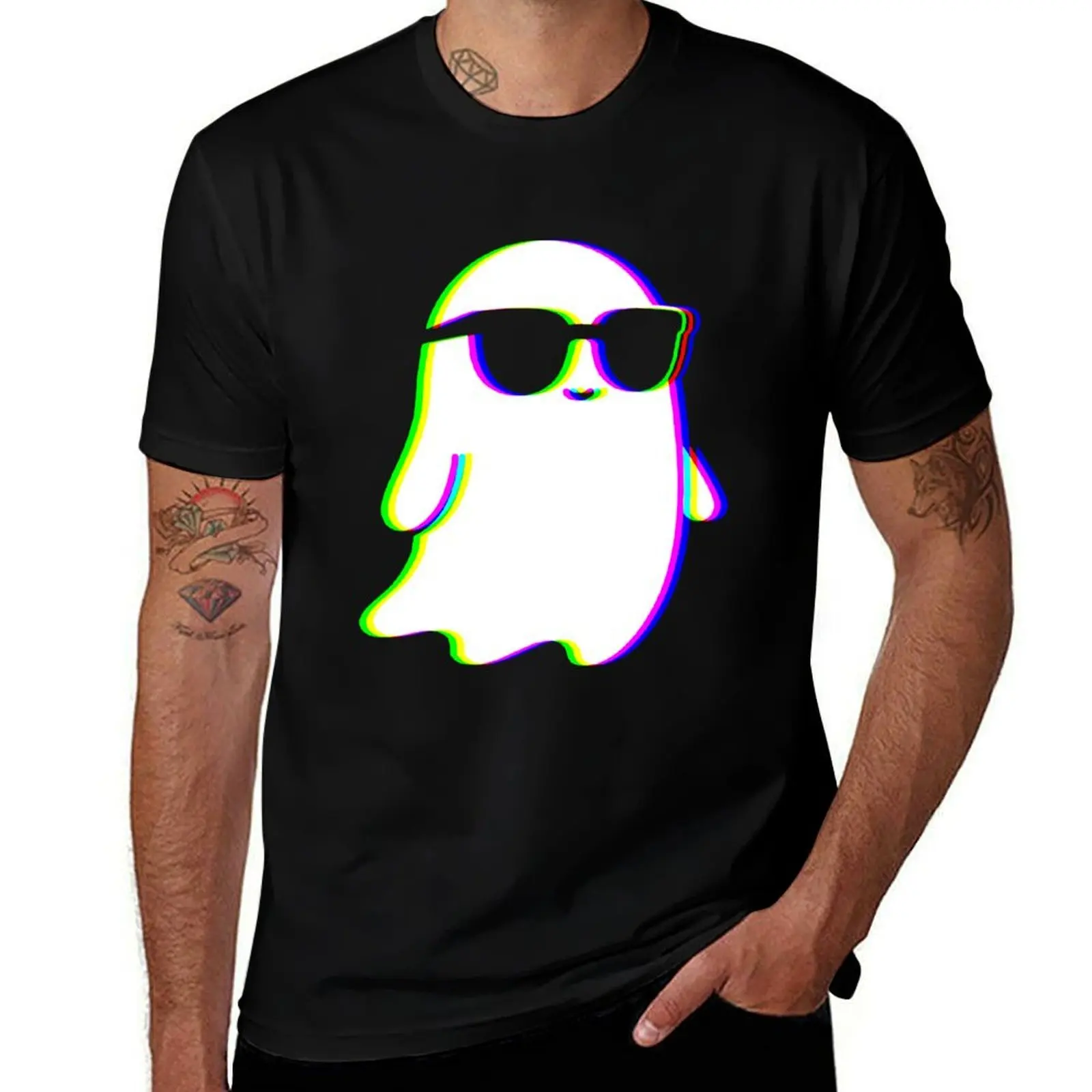

Cool Glitch Ghost with Sunglasses – Retro Vaporwave Halloween Vibes T-Shirt tshirts personalised luxury designer Men's t-shirts